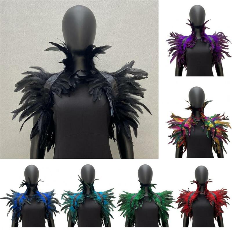 Feather Shawl Soft Feather Shrug Shawl for Cosplay Stage Performance Adjustable Retro Collar Cape for Dancer Costume Party