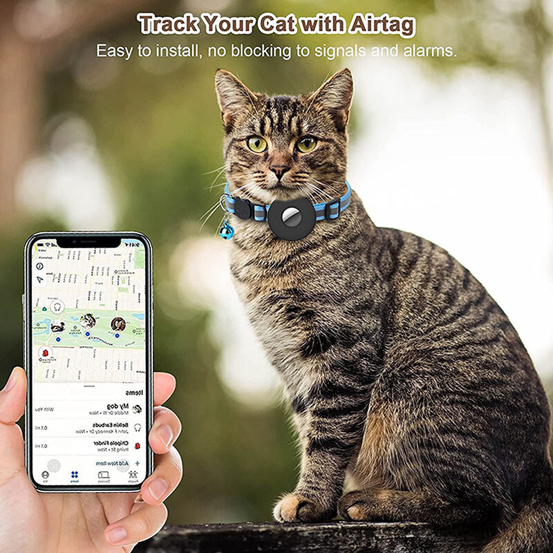 Fibbia di sicurezza cintura regolabile Airtag collare per animali domestici collare per gattino in Nylon riflettente anti-perso per cane gatto