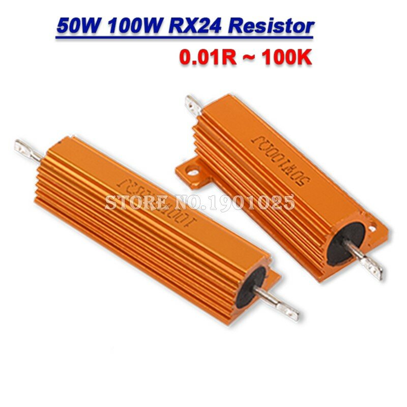 Nova rx24 alumínio power metal caso escudo resistor wirewound bxv 50w 100w 0.01r ~ 100k 1 6 8 10 20 200 500 1k 10k resistência ohm