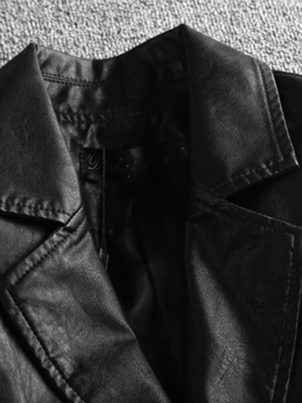 Lautaro Весенний осенняя элегантный черный легкий мягкий кожаный пиджак женский с длинным рукавом Slim Fit  Женские блейзеры и куртки пиджак кожа. пиджак из искусственной кожи кожаное пальто плащ кожаный женский 2021