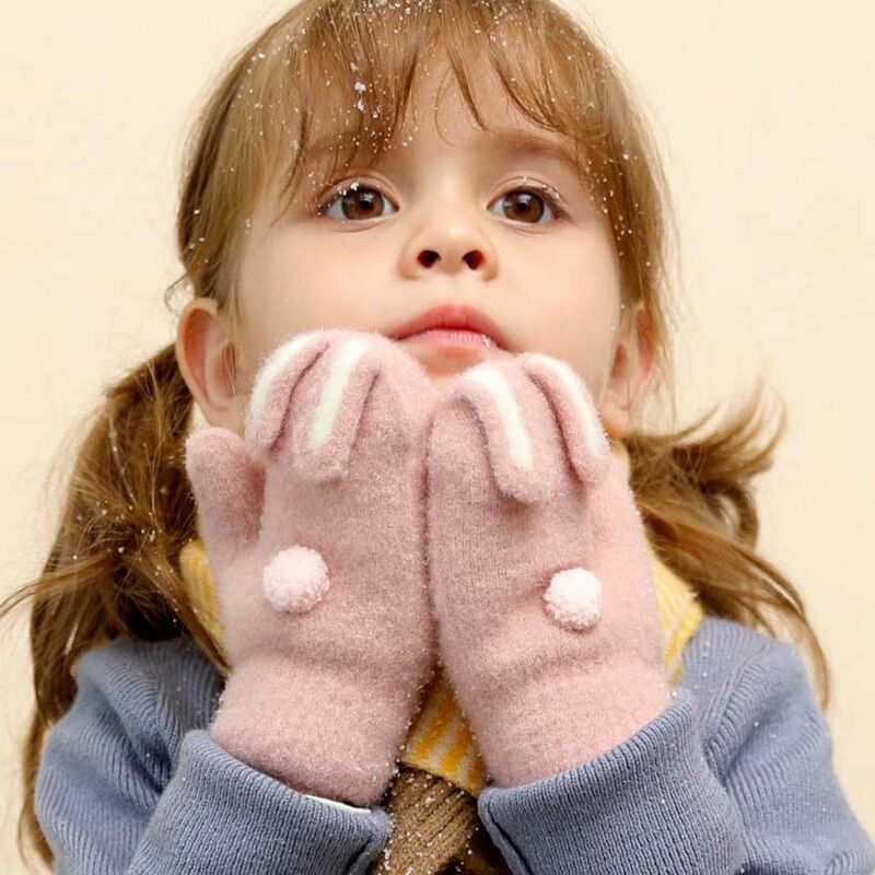 Plush Gloves For Toddler Baby Keep Warm Windproof Hanging Neck Gloves Children Gloves Kids Gloves Full Finger Mittens