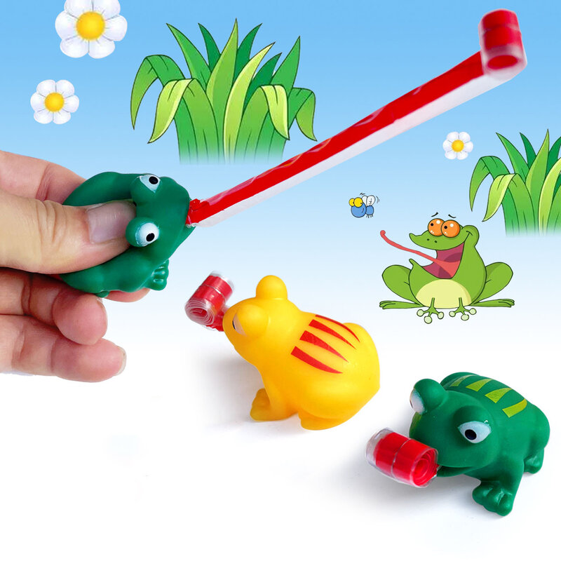 Rana pequeña de descompresión para niños, juguete creativo de simulación de rana, música, 5 piezas