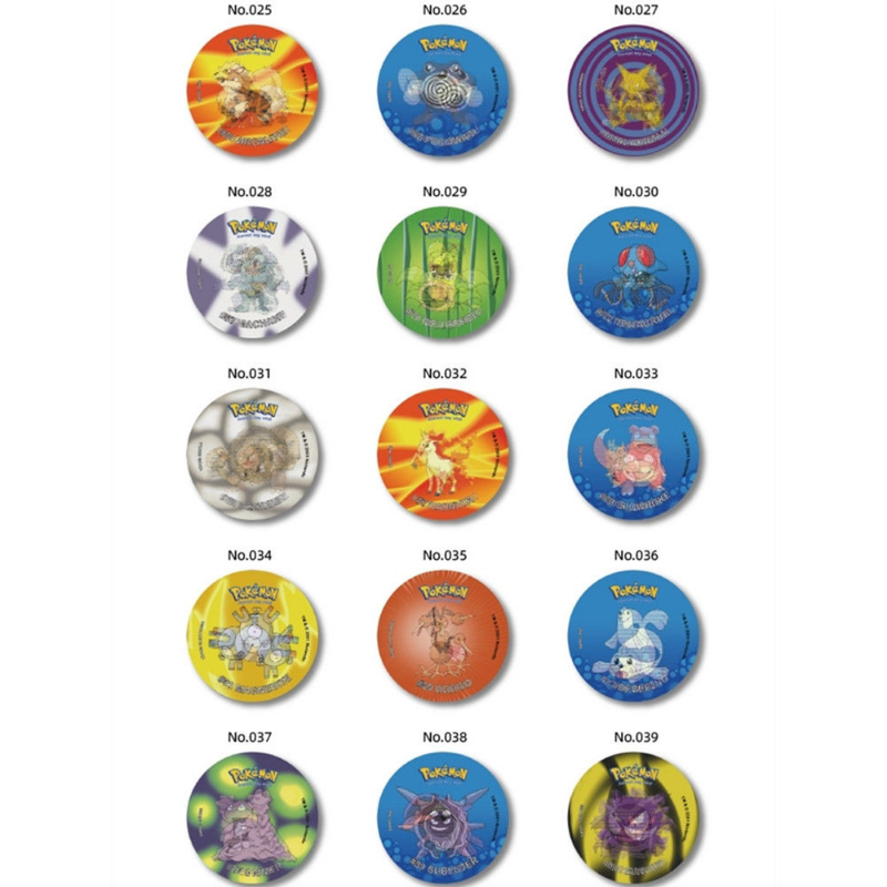 2023 27/56Pcs Children's Battle Card A Variety of Gameplay Collection Kawaii Pikachu Flash 3D Round Card Initial Pokemon Tazos