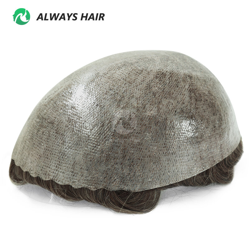 Peluca de cabello humano indio para hombres, tupé de 130% de densidad, 0,10-0,12 de espesor, prótesis capilar para la piel, envío gratis