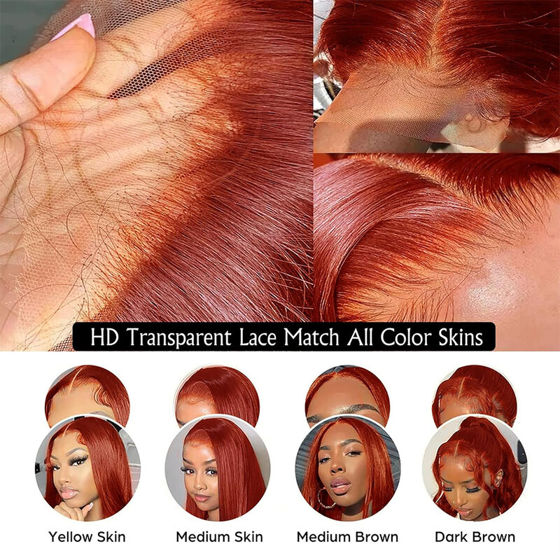 Reddish Brown Lace Front Wigs Human Hair 200 Density 13x4 Hd Lace Frontal Wig Glueless Straight Wigs Human Hair Pre Plucked