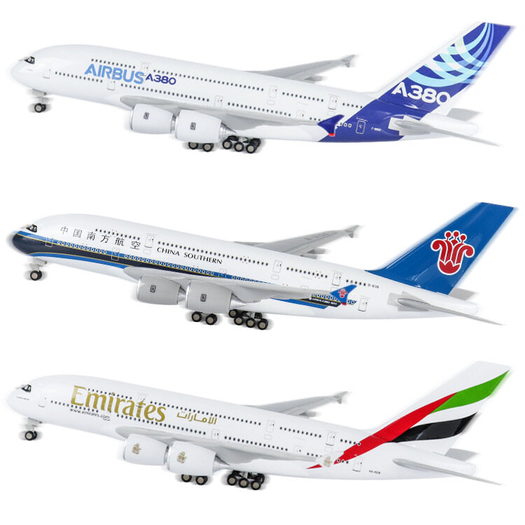 New Version with Lights and Wheels 30cm Airbus 380 Southern Airlines 787 COMAC C919 Aircraft Model Decoration Gift