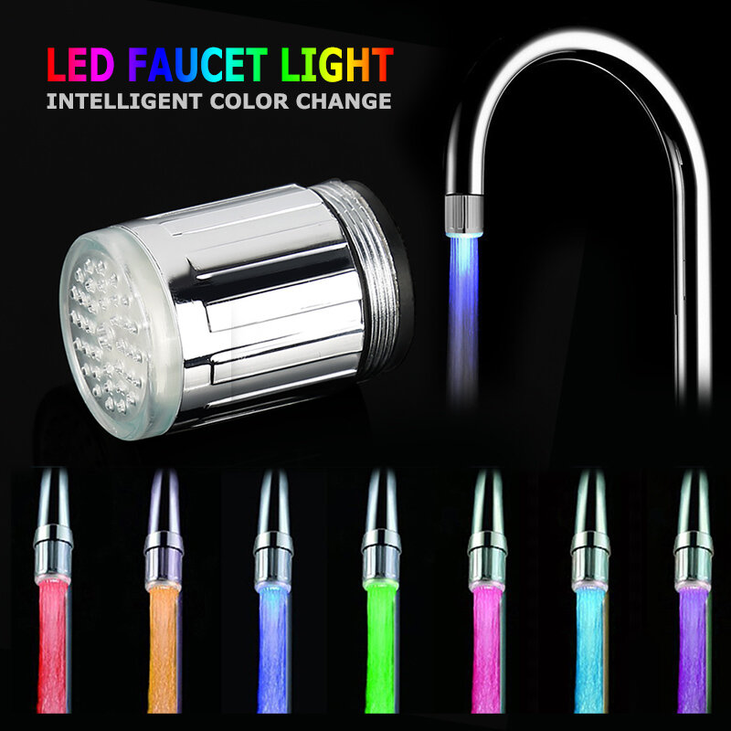 Grifo con luz LED que cambia de 3 colores, accesorio de cocina con Sensor de temperatura, adaptador Universal, para ducha con brillo de agua, novedad de 2022