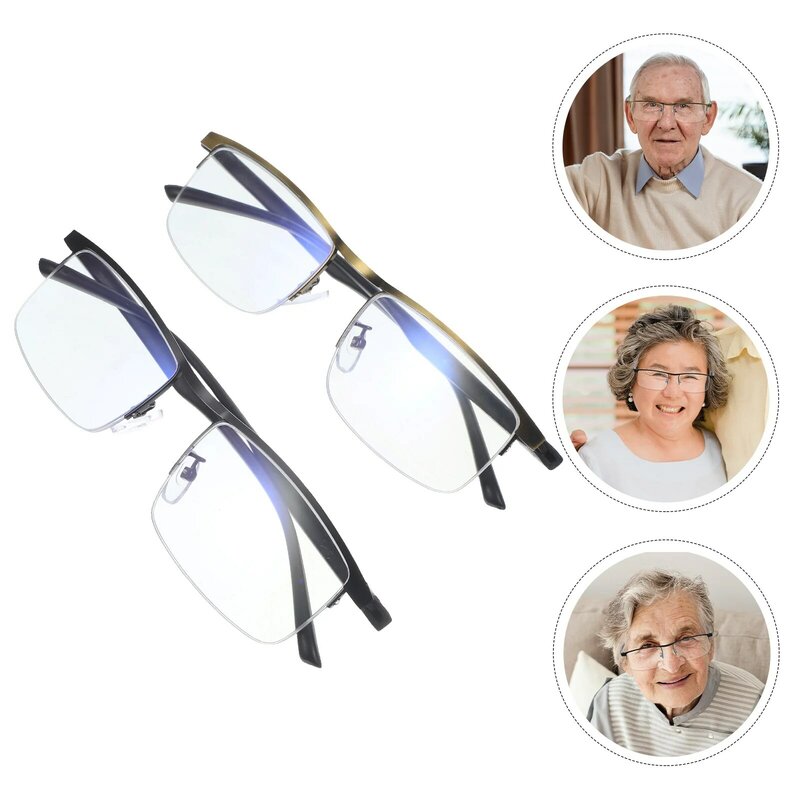 高齢者の男性と女性のための大きな自動ズーム老眼鏡、合金メガネ2個