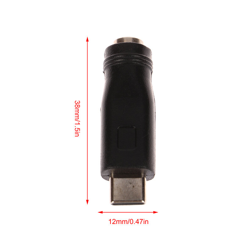 Konverter adaptor daya DC 5.5x2.1mm, konverter Jack wanita ke USB Tipe C konektor Male 1 buah