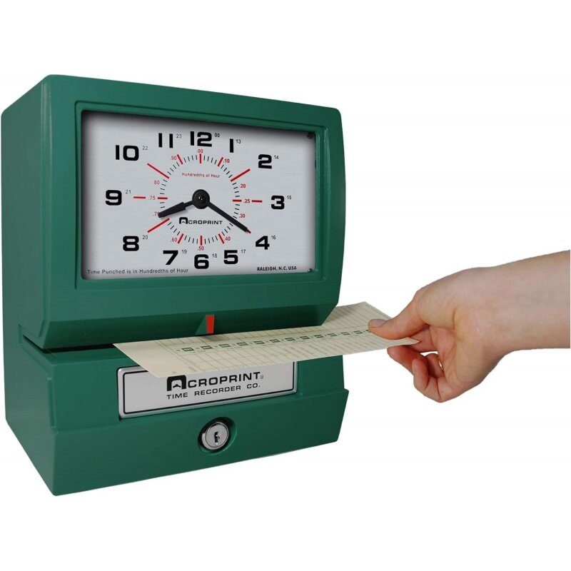 Acroprint Heavy Duty Automatic Time Recorder, Imprime Mês Data, Hora (0-23), Centésimos de Relógio, 150RR4