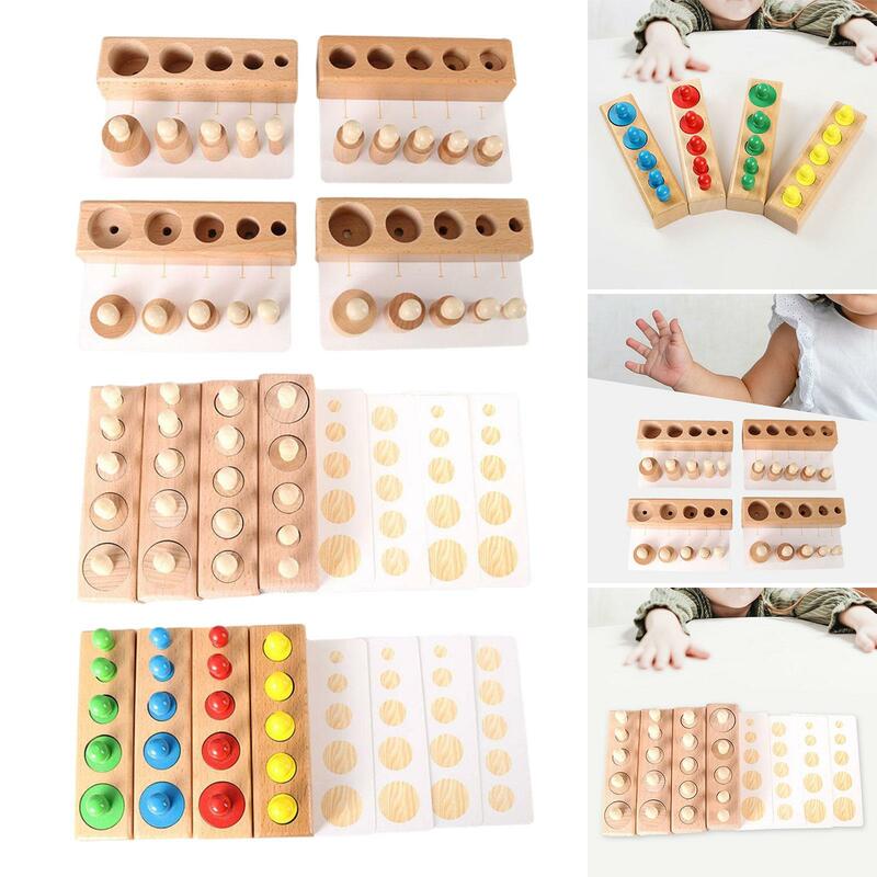 Montessori Wooden Cylinders Toys Teaching Prop Hand Eye Coordination Activity for Party Toy Kindergarten Kids Children