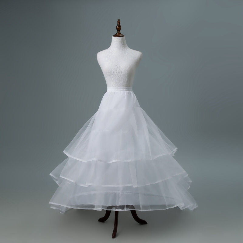 Trouwjurk Crinolineline Bruid Petticoat Onderrok 2 Hoepels Met Chaple Trein Wit/Zwart Accessoires