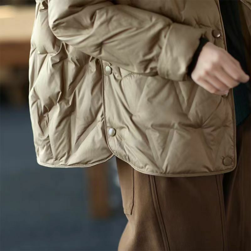 QAZIQILAND 2023, осенне-зимнее женское однобортное теплое короткое пуховое пальто, женская куртка 90% на белом утином пуху, парка, зимняя верхняя одежда