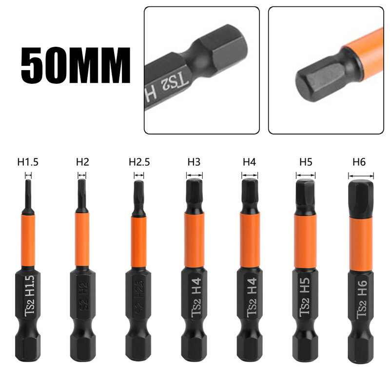 50mm Magnetic Hex Shank Screwdriver Bit H1.5 H2.5 H3.0 H4 H5 H6 Quick-Change Impact Driver Power Drill Manual Hand Tool