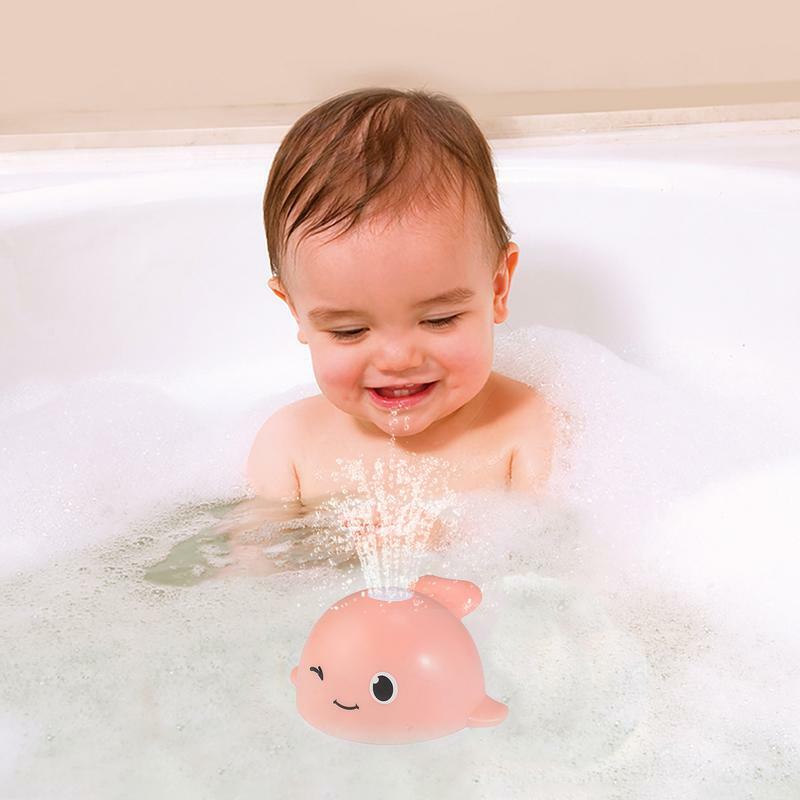 Mainan mandi bayi mainan semprotan mandi paus anak, lampu mandi kamar mandi luar ruangan bertenaga baterai induksi otomatis
