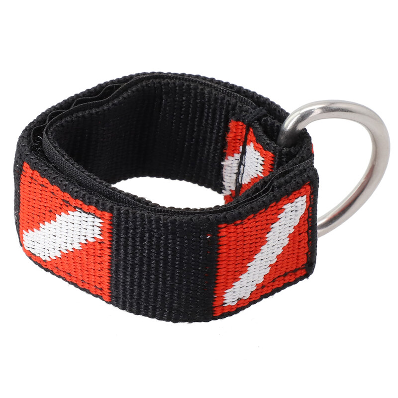 Diving Wrist Strap Webbing Band Adjustable Beautiful Diving Flag Pattern Easy To Use Nylon Scuba Stainless Steel D-Ring
