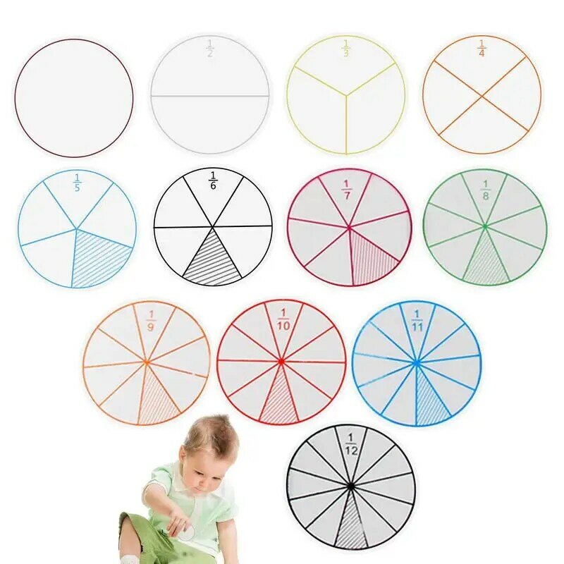 Цветные дробные круги, гладкие круглые дробные круги Монтессори, простые в использовании математические цифры, дроби, круглый подарок