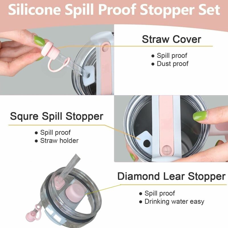 Silicone Spill Proof Stopper Set of 6, Compatible with Stanley Cup 1.0/2.0 40oz/ 30oz, Tumbler Accessories