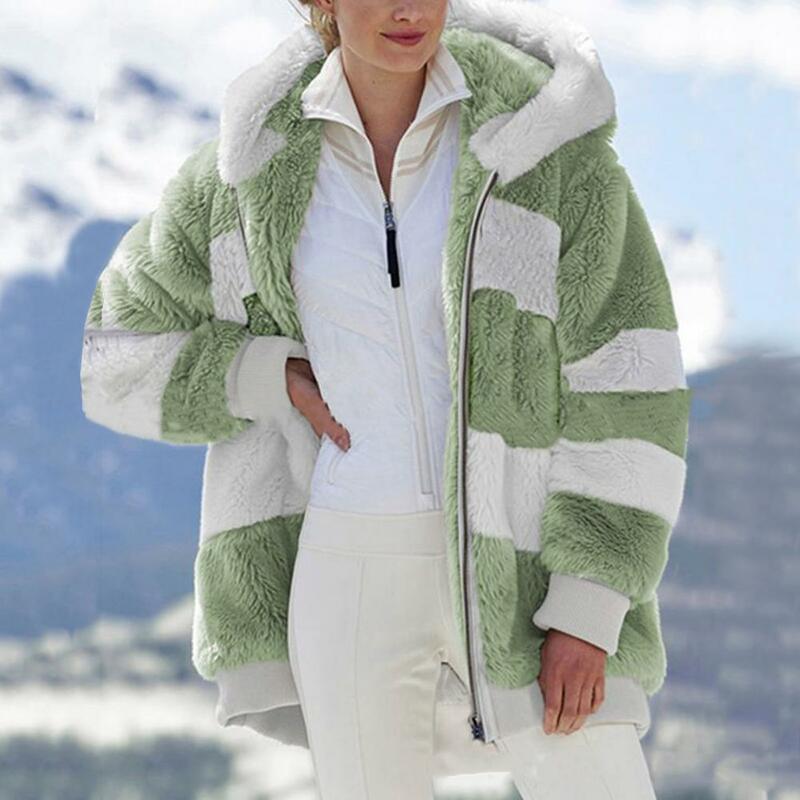 Płaszcz damski lekka puszysta kurtka Ultra miękka kurtka z długim rękawem modny kolor patchworku