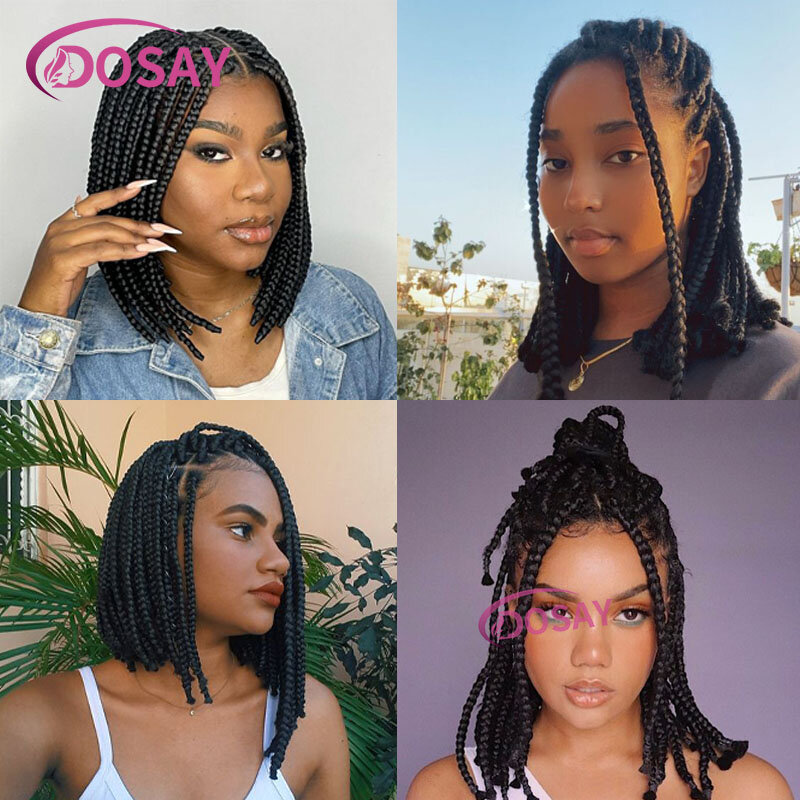 10" Full Lace Frontal Wigs For Women Short Bob Braided Wigs Synthetic Box Braided Wigs With Hair Knotless Braided Wigs African