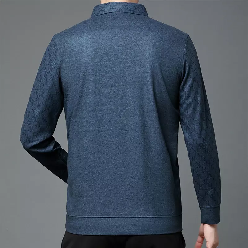 Camisa polo de manga comprida confortável masculina, camisa base confortável, casual e elegante, outono e inverno