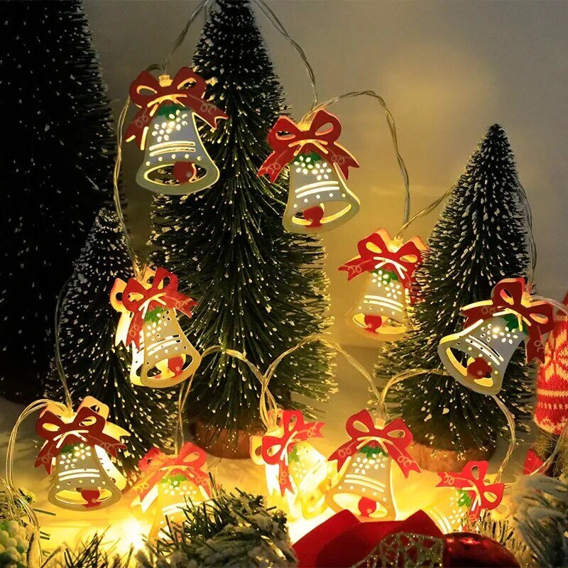 Lampu LED Natal tali Santa Claus Elk manusia salju ornamen natal tali lampu dekorasi Natal 2023 tahun baru Navidad hadiah