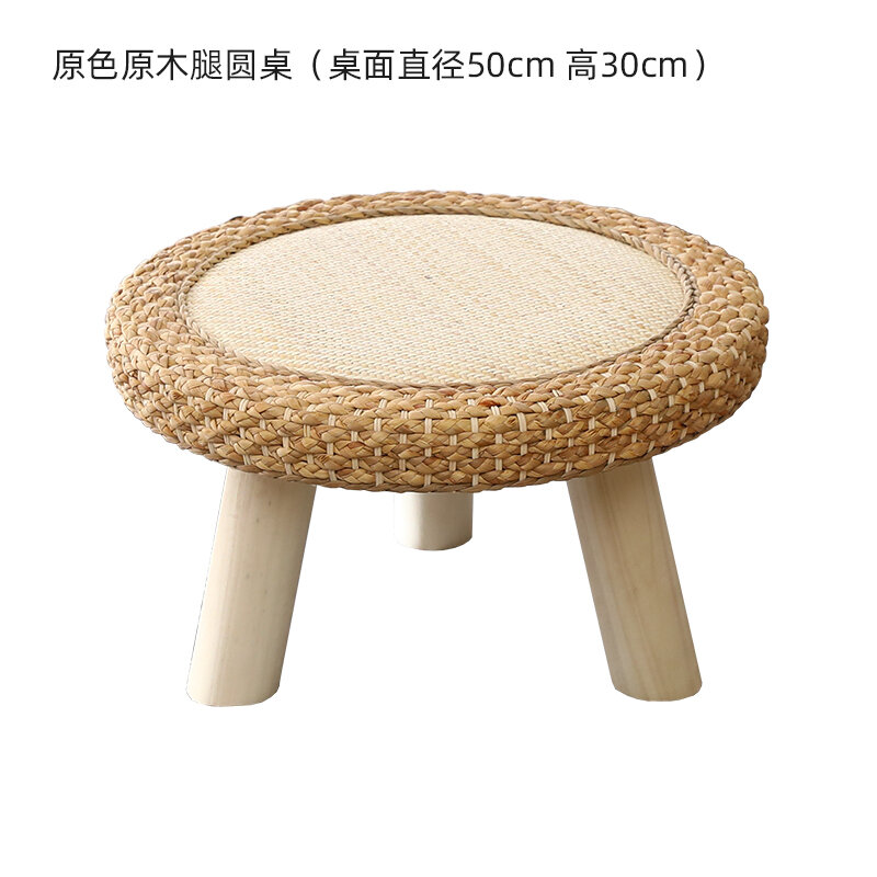 Mesa pequeña de centro, mesa de tatami de madera maciza, mesa redonda pequeña para balcón, mesa creativa para el hogar