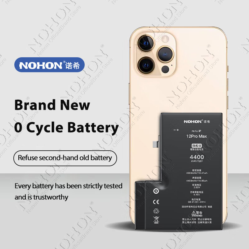 Bateria NOHON 4400mAh do telefonu iPhone 12 Pro Max o dużej pojemności zamiennik Bateria dla iPhone 13 12 Mini 11 Pro Max XS XR X