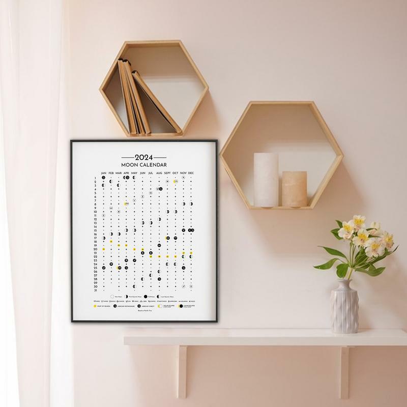 Calendario Lunar de tela para pared, póster decorativo con seguimiento de Luna, astrología, 2024, 2024