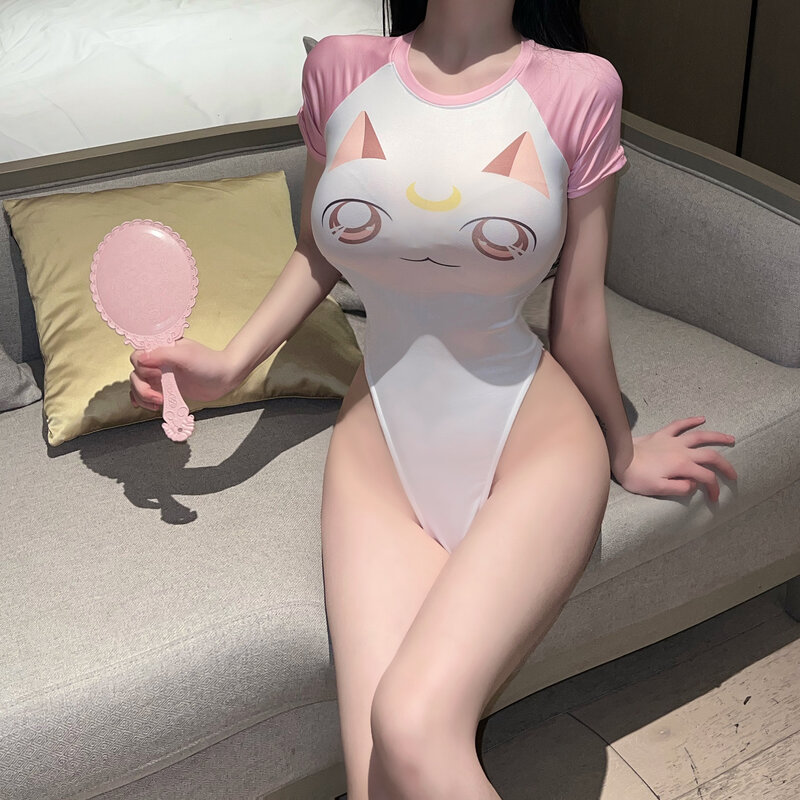 Uniforme de gato, ropa interior erótica, ajustado de anime, sin necesidad de quitarlo, Mono