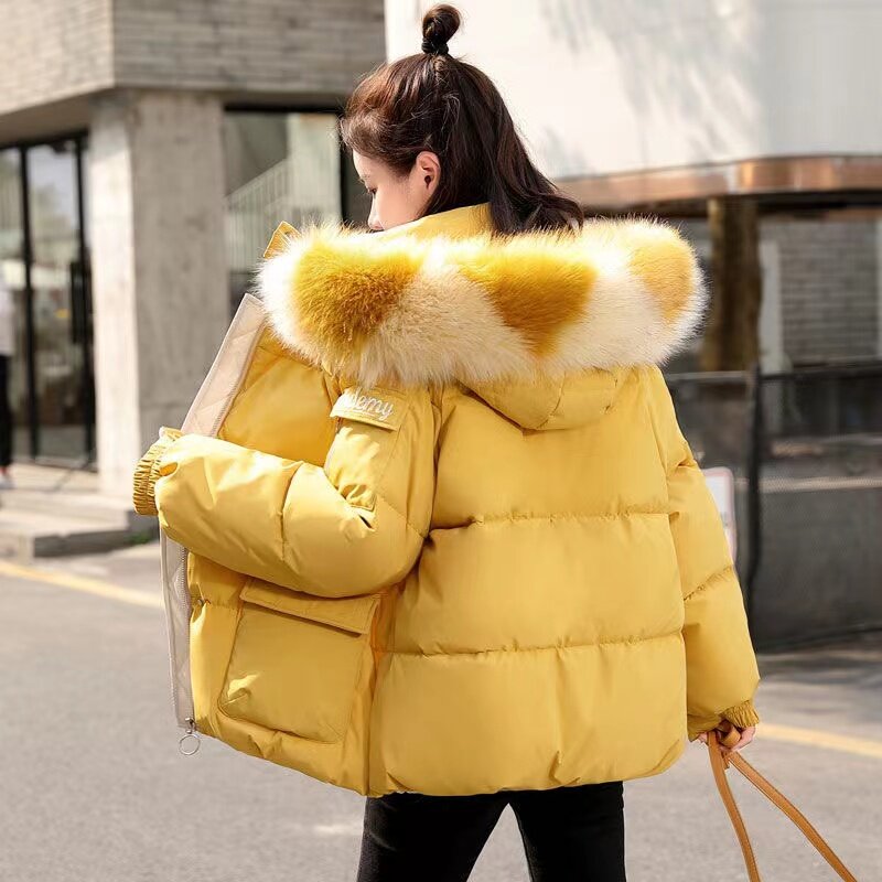 2024New Women Down Cotton Jacket Fashion Winter Korean Loose Thick Warm Parkas Overcoat Female Hooded Cotton Padded Coat Outweat