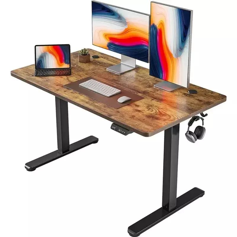 OEING meja berdiri elektrik, meja berdiri listrik tinggi dapat disesuaikan, meja berdiri 48X24 inci, meja kantor rumah