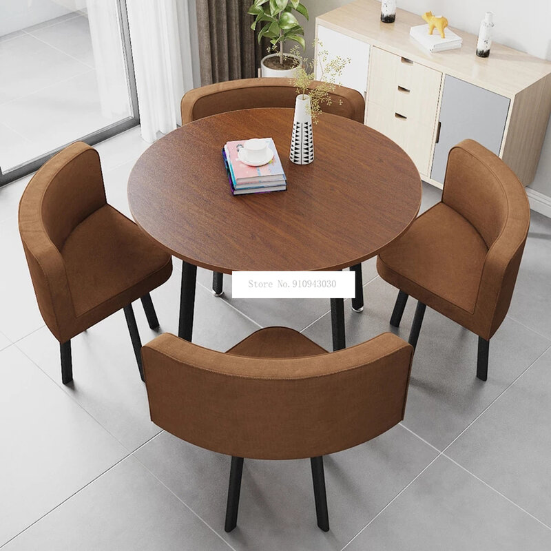 Tavolino da caffè per 4 persone da 90CM con combinazione di sedie tavolo da ricevimento per negoziazione Set negozio di bevande tavolo da tè rotondo/quadrato per il tempo libero