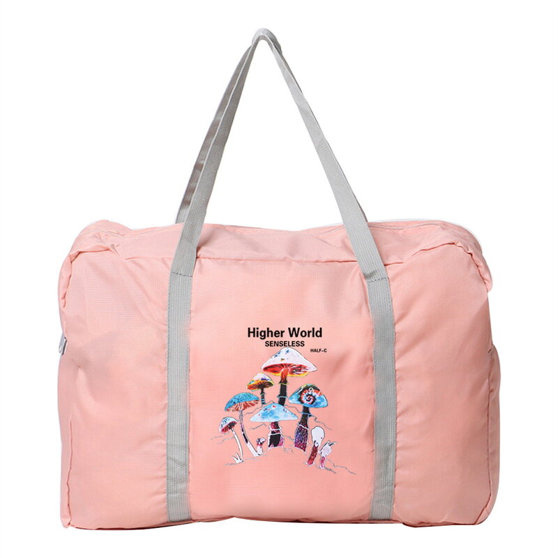 여성용 여행 핸드백, 야외 캠핑 수하물 보관 액세서리 가방, 보라색 꽃 프린트, 접이식 대용량 정리함