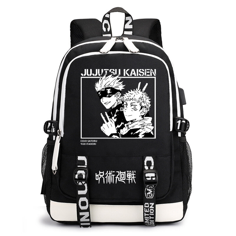 Jujutsu Kaisen anime print backpack student school bag kids USB bag back to school gift