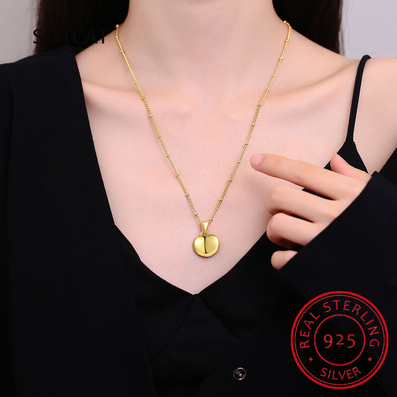 Женское классическое ожерелье из серебра 925 пробы с романтической цепочкой в форме сердца