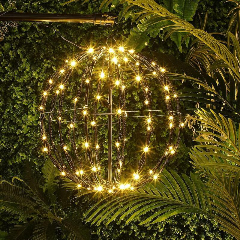 Opvouwbare Gloeiende Bol Lichten Kerst Ornament Lichtgevende Metalen Frame Bal Lamp Voor Vakantie Kerstfeest Opknoping Decoratie