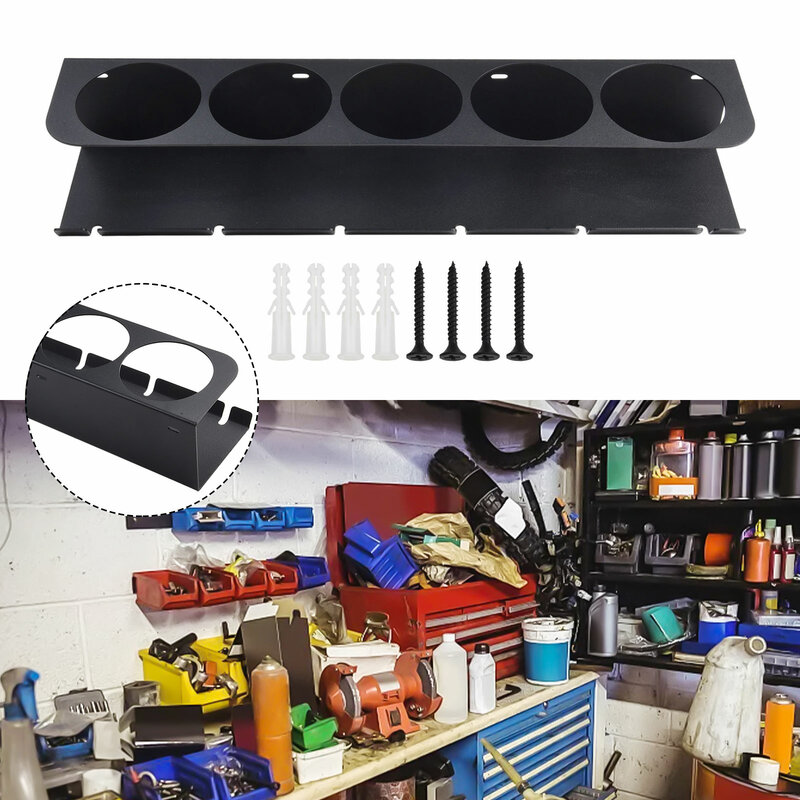 Bottle Holder, Air Tool Organizer For Garage And Work Area, 5 Cans With 6 Slots Wall Mounted Aerosol Holder