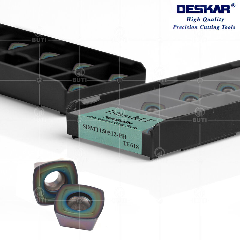 Deskar 100% ต้นฉบับใบมีดตัด mesin bubut CNC เหล็กแข็ง TF618 SDMT150512-PH ชิ้นส่วนเครื่องมือตัดกัดคุณภาพสูง