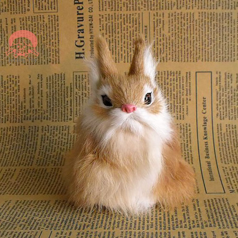 Lovely Animal Bunny Model Figures simulazione Furry Squatting Rabbit Home Decoration miniature