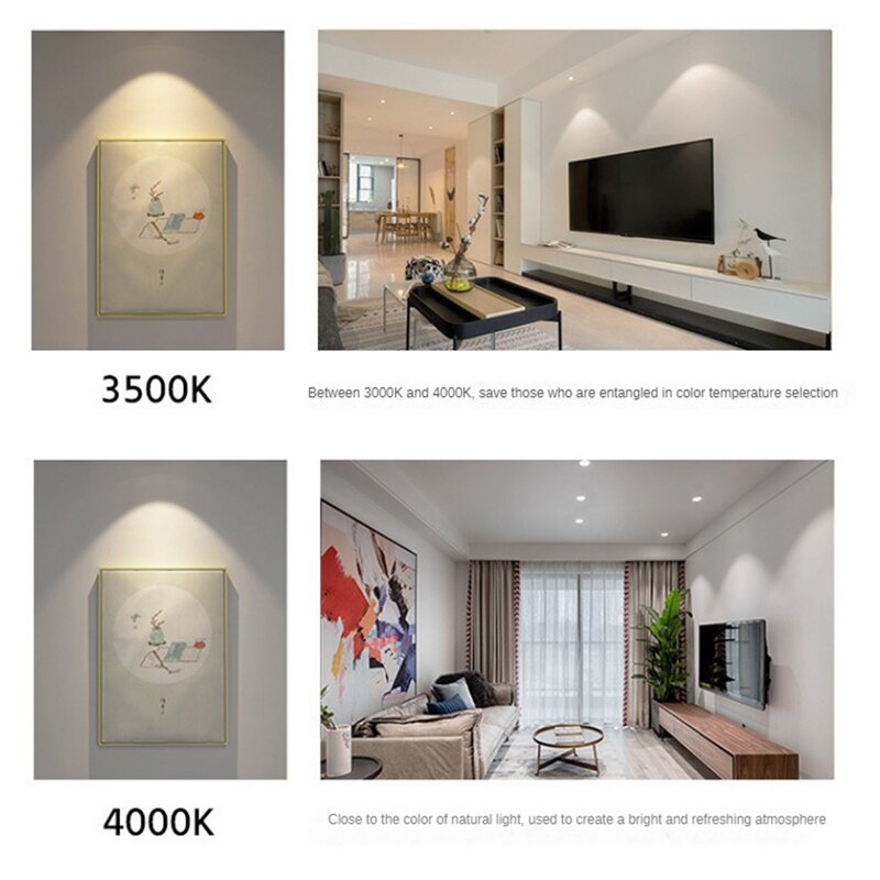 1 zestaw ściemniania oprawa wpuszczana 7W aluminiowy oświetlenie sypialni biurowy do jadalni 3500K