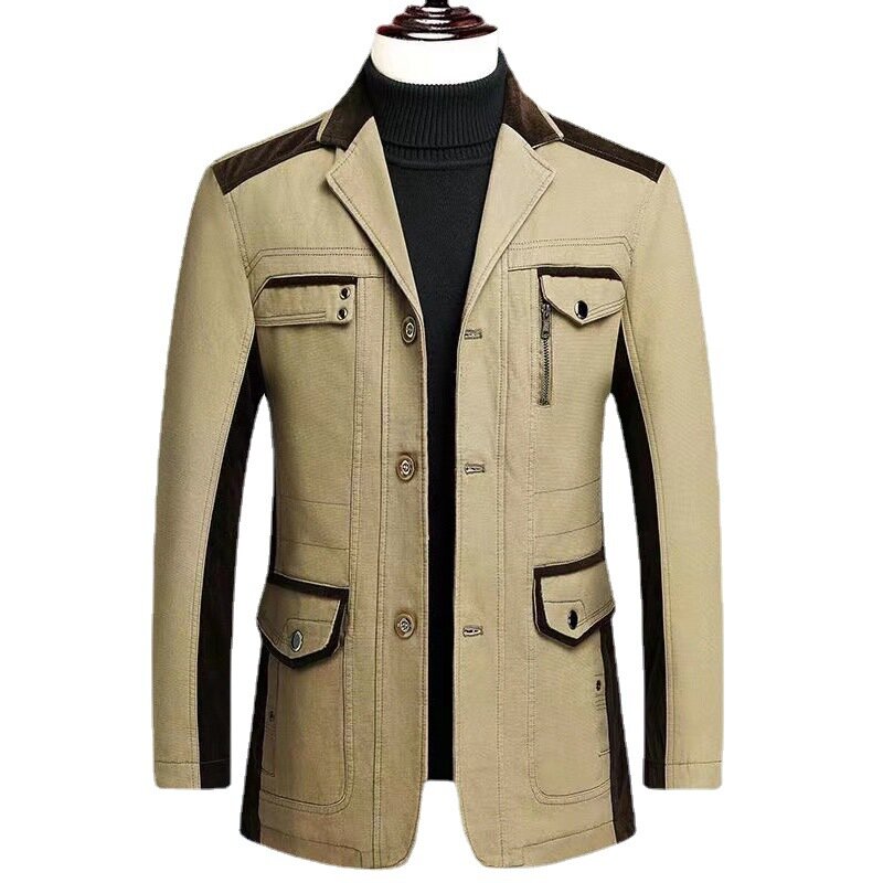 COO-Chaqueta de traje informal para hombre, blazer ajustado de tres botones con múltiples bolsillos, Color a juego, para negocios, otoño, 2023