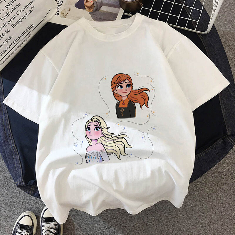 Frozen Elsa Children T-Shirt Disney Princess Anime Cartoons Kids Tee Shirts Kawaii Tops Casual Clothes Boy Girl Short Sleeve