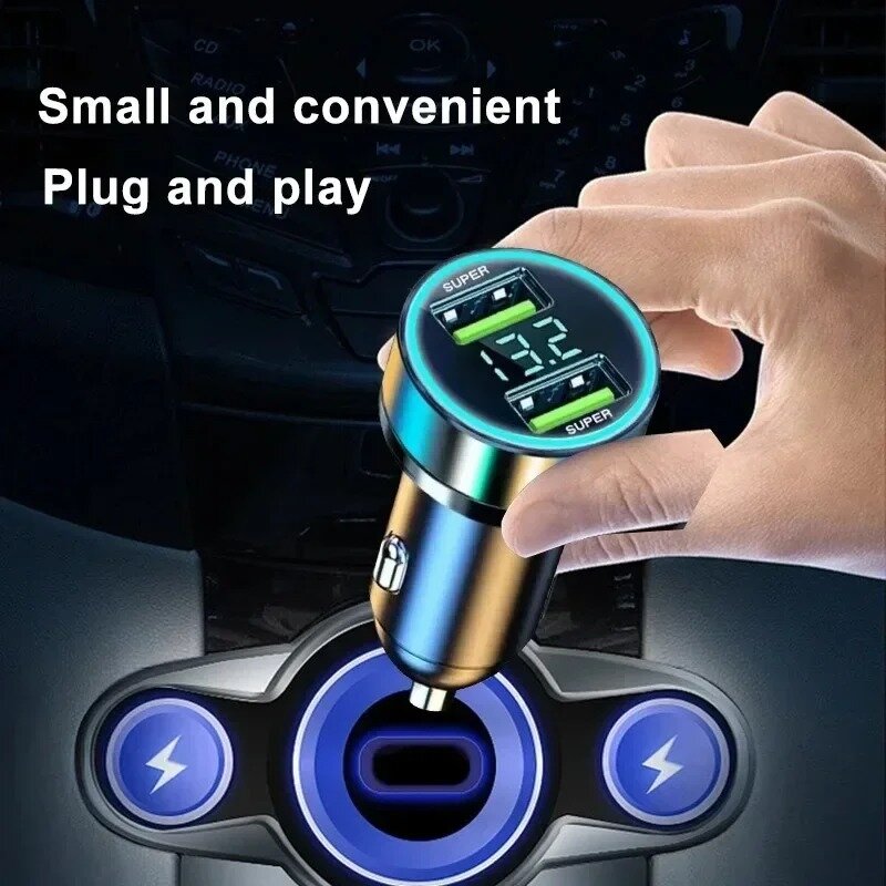 Pengisi daya Super cepat mobil 240W, pengisi daya otomotif dua port USB untuk ponsel IPhone Samsung