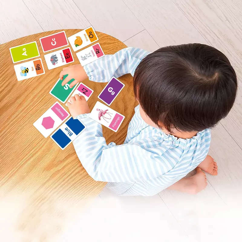 子供のためのアルファベットのフラッシュカード,数字,形,色,学習玩具,58枚のカード