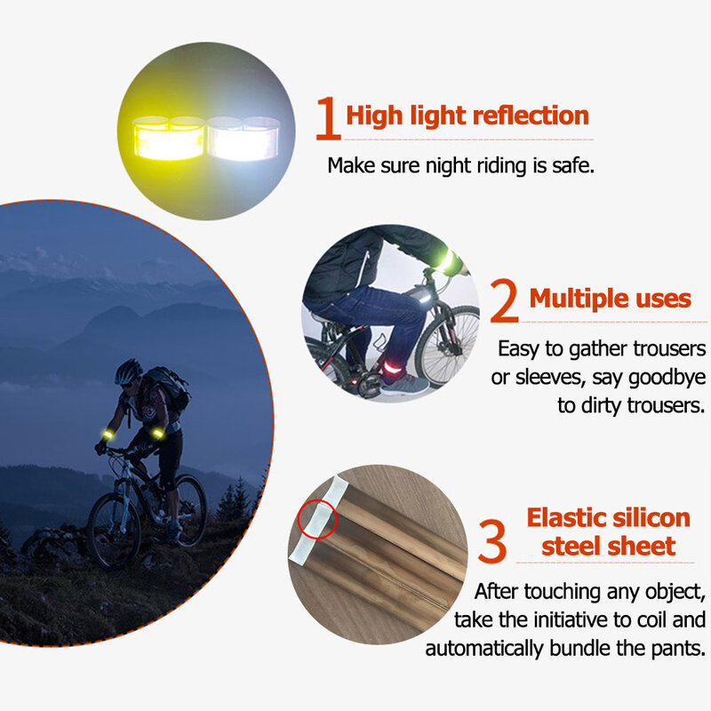 Pulsera reflectante de alta visibilidad para hombre y mujer, banda de seguridad de 30x3cm/40x3cm, 2 piezas, para correr de noche, pantalones de ciclismo