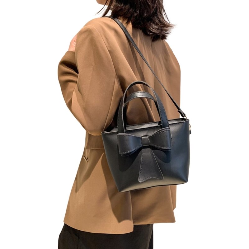 Универсальная женская сумка с бантом, модная сумка на плечо, сумки-ведра большой вместимости, повседневная сумка через плечо и