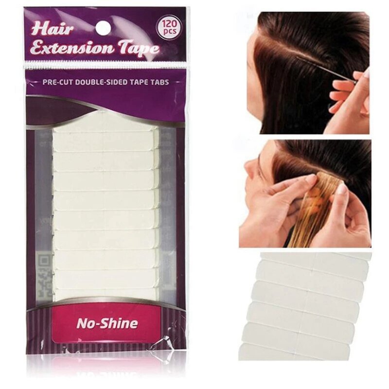 120 Tabs/Lots 10 Sheets No Shine White Adhesive Tape Fixed Wig Glue Extension Strips Waterproof for Toupees /Lace Wig