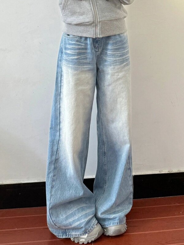 HOUZHOU Y2k Jeans larghi Vintage donna pantaloni Denim moda coreana Harajuku Streetwear Kpop pantaloni Casual stile giapponese primavera