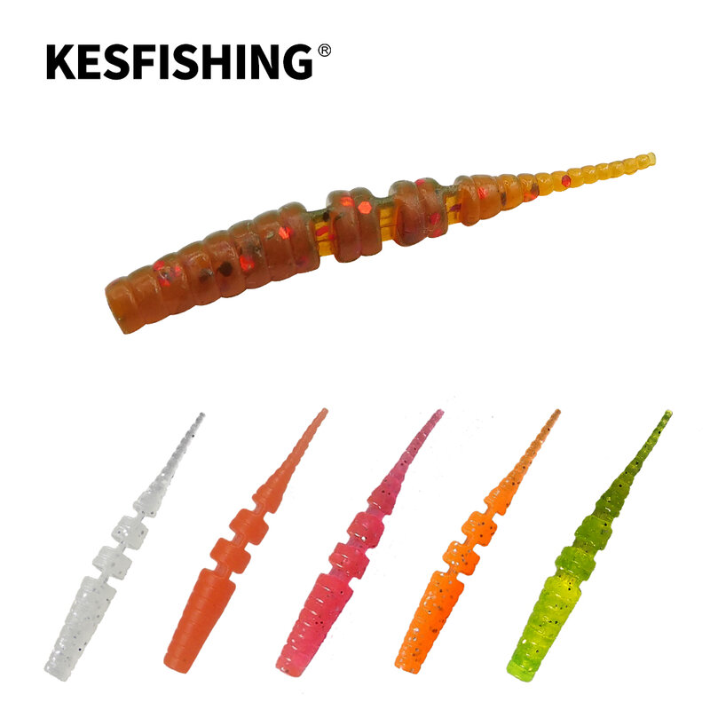 KESFISHING-Leurre souple en forme de ver, appât Élidéal pour la pêche en hiver sur glace, au bar ou à la truite, avec injection de sels et de parfums, 42mm, livraison gratuite